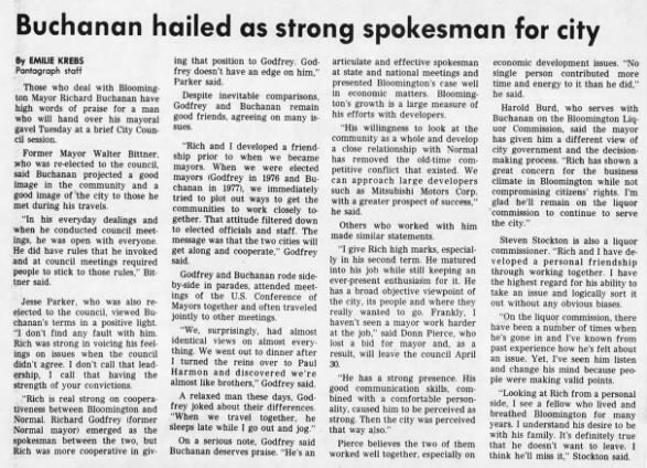 praise for buchanan as he leaves office